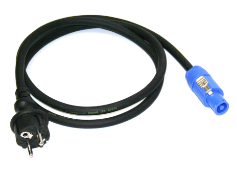 Anschlusskabel, Schuko-Stecker auf powerCON blau, 3 x 1,5mm², 1,5m