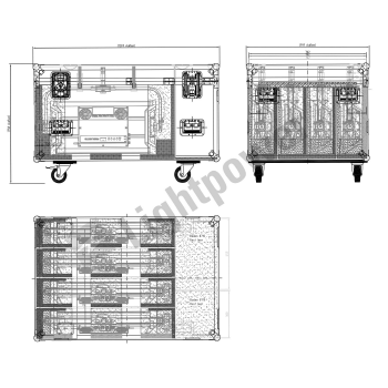 Case für 4 Prolights EclPanel TWC, inkl. Zubehörfach mit Einteilung, HD-Rollen (2x Bremsrolle), stapelbar, schwarz, 80cm