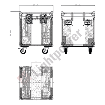 Case für 2 Prolights EclPanel TWC JR, inkl. Zubehörfach, HD-Rollen, stapelbar, schwarz, 60cm