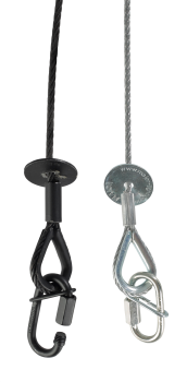 Sicherungsseil, 3mm, 1m, mit zwei Verbindungsgliedern 3,5 und 4mm, schwarz, f&uuml;r Martin by Harman VDO Sceptron/Fatron/Dotron