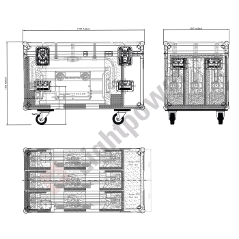 Case für 3 Prolights EclPanel TWC, inkl. Zubehörfach mit Einteilung, HD-Rollen (2x Bremsrolle), stapelbar, schwarz, 60cm