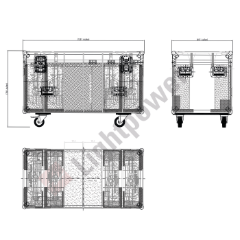 Case für 4 Prolights EclPanel TWC JR, inkl. Zubehörfach mit Einteilung, HD-Rollen (2x Bremsrolle), stapelbar, schwarz, 60cm