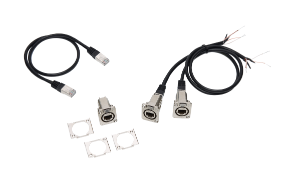 Adapterkabel-Set für grandMA3 2Port Node DIN-Rail, DMX über RJ45, (2x Kabel DMX/RJ45 (Länge 0.5m), 1x Kabel RJ45, 1x Einbaubuchse etherCON/RJ45 auf RJ45)